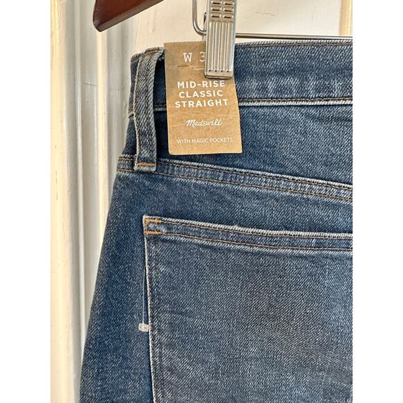 NEW Madewell Mid Rise Classic Straight Jeans Sz 31 - Picture 6 of 12